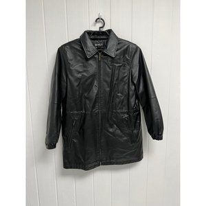 Bromley Sport men's 100% leather coat black full zip up sherpa lined size M